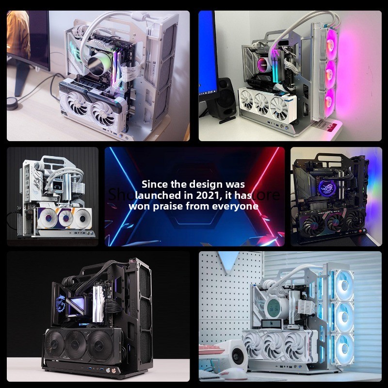 オープンフレームケース、ハンドル付きアルミニウムATXコンピ - Aluminum Open Frame Test Bench Water Cooling のレビューと価格